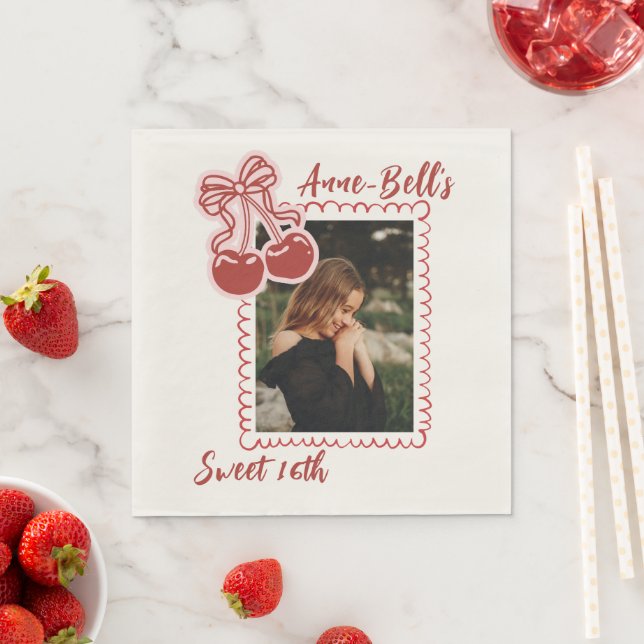 Girls Cherry Sweet 16th Birthday  Pappersservett (Insitu)