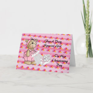 Girls Christening Bear Kort