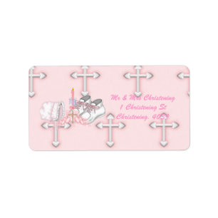 Girls Christening Wish Adressetikett