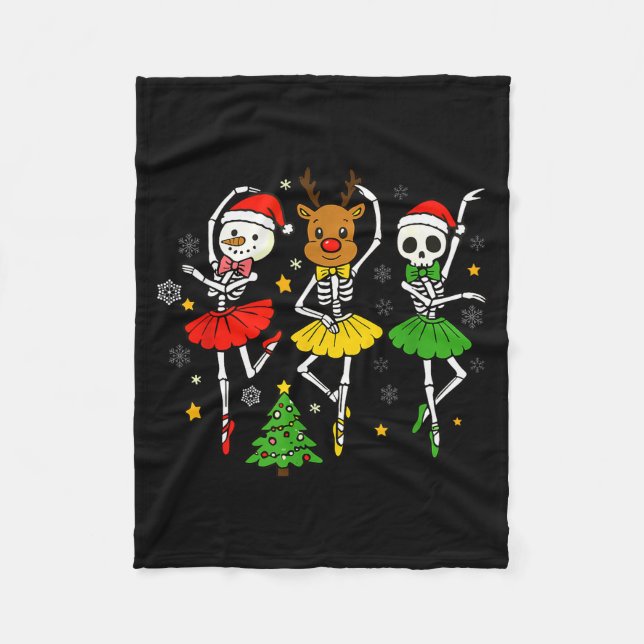 Girls Christmas Ballet Skeleton Ballerina Women Sk Fleecefilt (Framsidan)