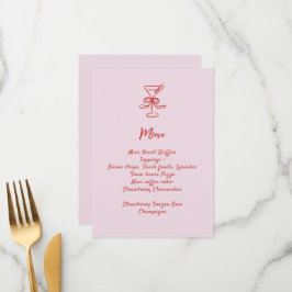 Girls Cocktail Brunch Rosa Red Handskriftlig Meny