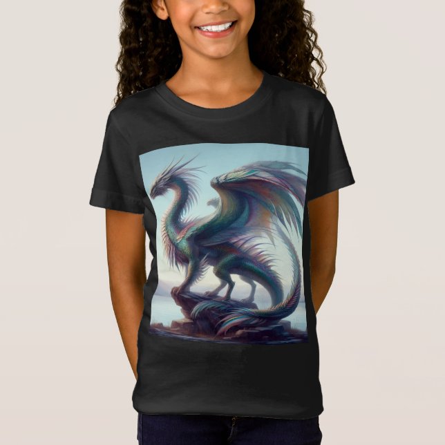 Girl's colorful beautiful dragon t-shirt (Framsida)
