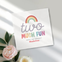 Girls Colorful Two Much Fun Rainbow 2nd Birthday