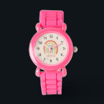 Girls Coola och Cute Rosa Rainbow Armbandsur<br><div class="desc">De här söta barnen har en rosa boho-regnbåge tecknad och kan vara personlig med dina flickor namn. Med tydliga och lättlästa siffror är denna "första" klocka underbar för barn eller småbarn när man börjar lära sig tiden. Den perfekt coolans regnbågsmatade gåva till din lilla!</div>