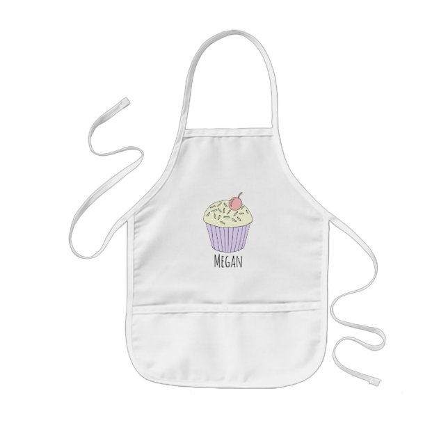 Girls Coola Rosa Cuptårta Muffin Baker Barnförkläde (Framsidan)
