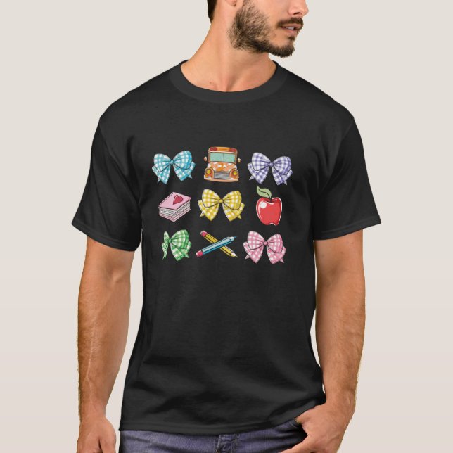 Girls Coquette Bow Back to school Pre K Kindergart T Shirt (Framsida)