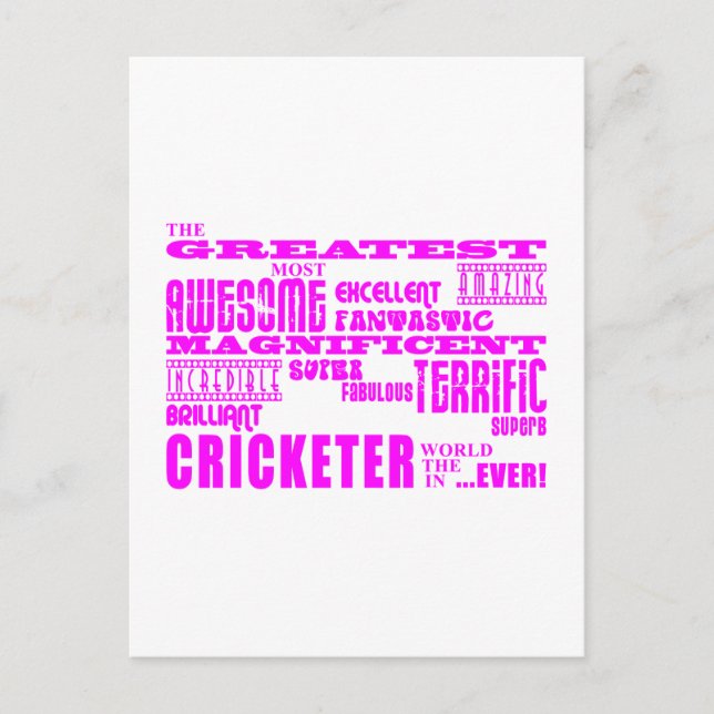 Girls Cricket: Rosa Underbarare Cricketer Vykort (Framsida)