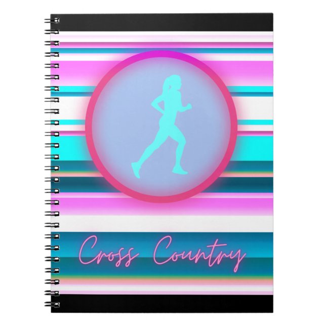 Girls Cross country Running Rand Anteckningsbok (Framsidan)
