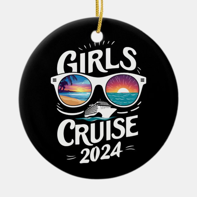 Girls Cruise Resa 2024 Vacation Älskare Julgransprydnad Keramik (Framsidan)