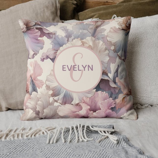 Girls Cute  Blommigt Monogram Kids Bedroom Kudde (Personalized Floral Pillow with Name - Custom Home Decor, Unique Gift, Elegant Flower Design.)