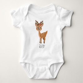 Girls Cute Blommigt Reindeer jul Flowers Namn T Shirt