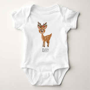 Girls Cute Blommigt Reindeer julblommor Namn T Shirt