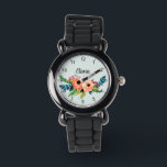 Girls Cute Blommigt Watercolor Flowers och Namn Armbandsur<br><div class="desc">De här söta och moderna blommigtarna tittar på designen med färgstarka vattenfärgade blommor och har utrymme för dig att skriva dina flickor namn i vacker typografi. Titta också tydligt,  lätt att läsa siffror,  skapar perfekt för småbarn första klocka! En perfekt botanisk gåva till din lilla.</div>