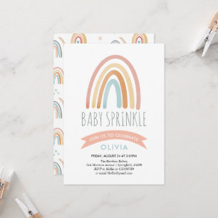 Girls Cute Boho Rainbow Baby Sprinkle Inbjudningar