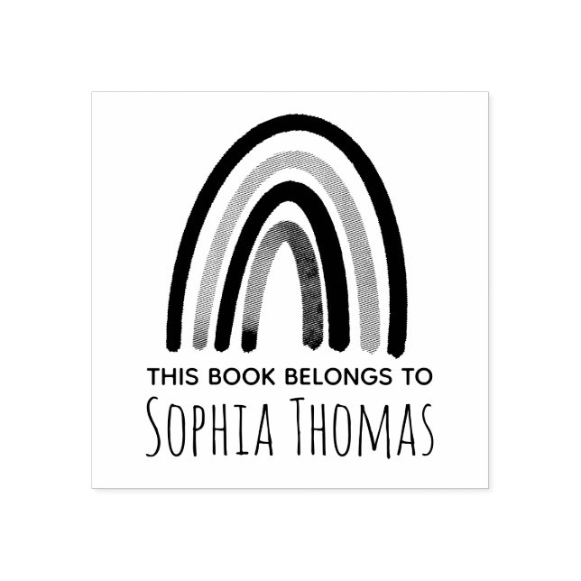 Girls Cute Boho Rainbow Kids School Bookplate Stämpel (Tryck)