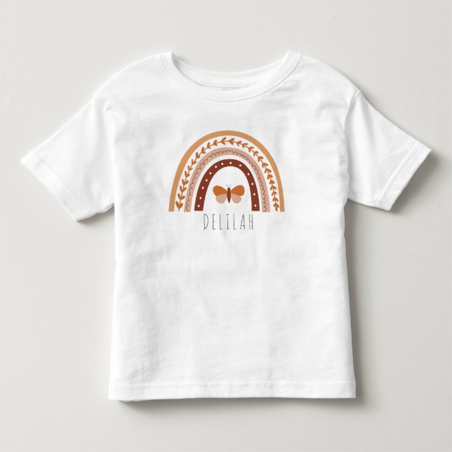 Girls Cute Boho Rainbow Personlig T Shirt (Framsida)