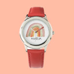 Girls Cute Boho Watercolor Rainbow och Namn Armbandsur<br><div class="desc">Vi presenterar vår fantastiska Personlig Kids Boho Rainbow Watercolor Watch, en underbar tidsdel designad med din lilla tanke. Med den här klockan fångas stollig och magin i barndomen med dess pulserande regnbåge i vattenfärg. Vaktens ratten har en fängslande vattenfärgsregnbåge, försedd med lekfulla stjärnor och moln, som skapar en drömmande och...</div>
