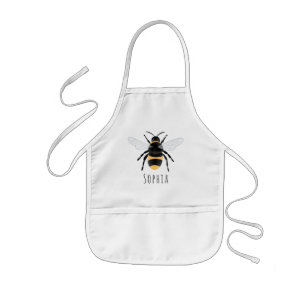 Girls Cute Bumblebee Bee med Namn Barnförkläde