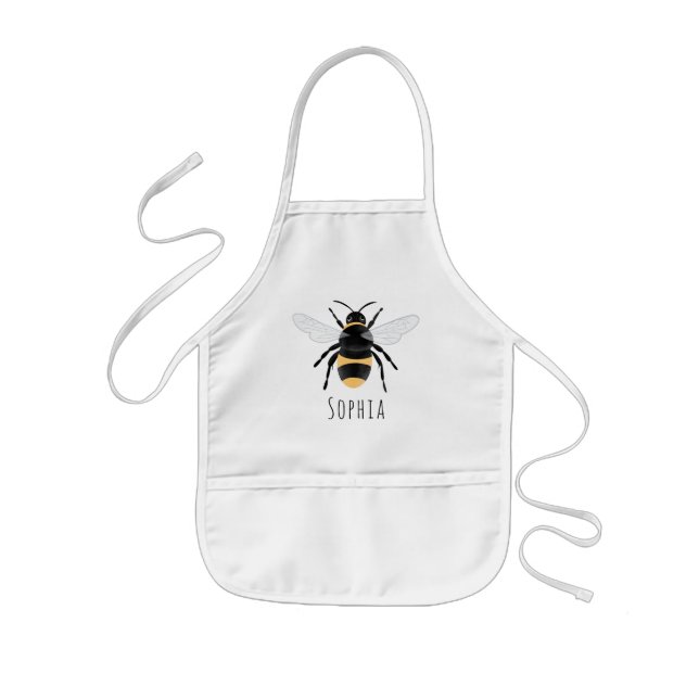 Girls Cute Bumblebee Bee med Namn  Barnförkläde (Framsidan)