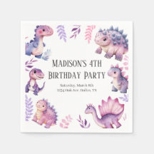 Girls Cute Dinosaur Thned Födelsedagsfest