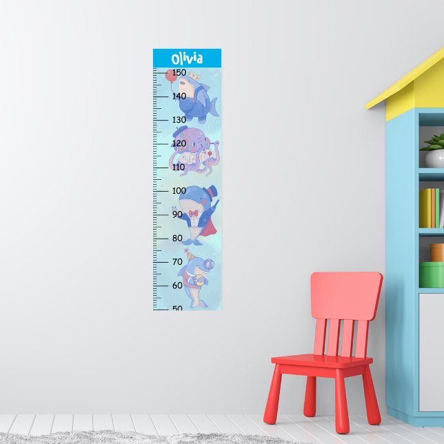 Girls Cute Dolphin Growth Diagram Metric Poster (Barnkammare 1)