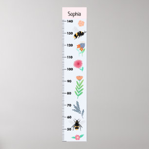 Girls Cute Flowers och Be CM-tillväxtdiagram Poster