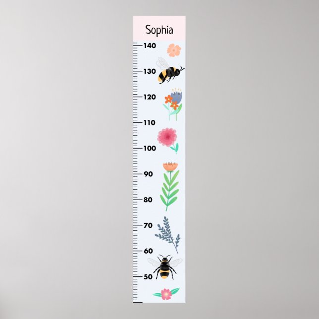 Girls Cute Flowers och Be CM-tillväxtdiagram Poster (Framsidan)