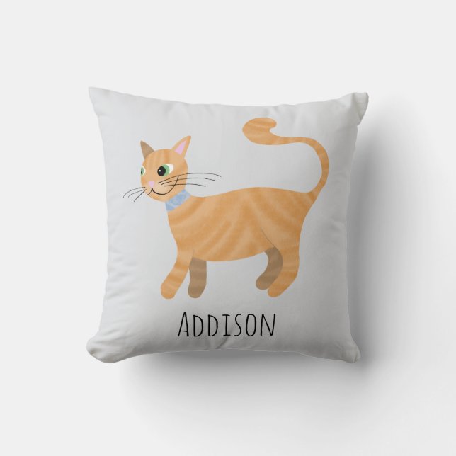 Girls Cute Ginger Tabby Kattunge Namn Kids Kudde (Framsida)