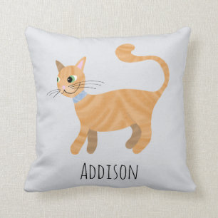 Girls Cute Ginger Tabby Kattunge Namn Kids Kudde