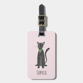 Girls Cute Grått Tabby Kattunge Namn Kids Bagagebricka