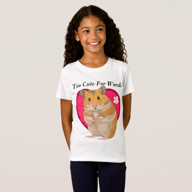 Girls Cute Hamster T Shirt (Hel framsida)