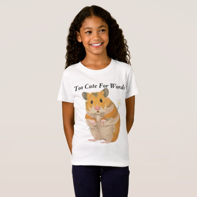 Girls Cute Hamster T Shirt (Hel framsida)