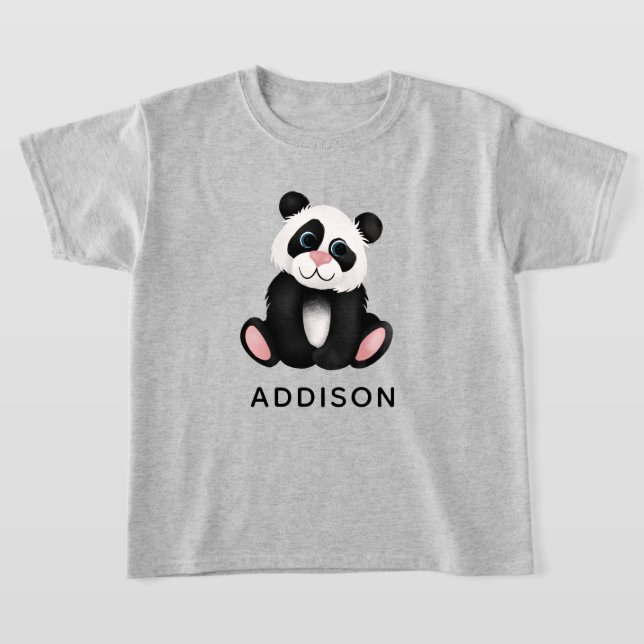 Girls Cute Jungle Panda Bear T Shirt (Laydown)