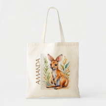 Girls Cute Kangaroo Wildlife Watercolor Namn Kids