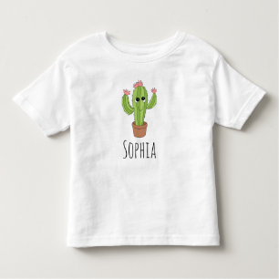 Girls Cute Kawaii Cactus Plant och Namn T Shirt