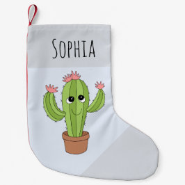 Girls Cute Kawaii Cactus Tecknad och Namn Kids Liten Julstrumpa