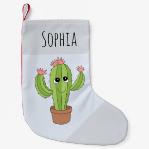 Girls Cute Kawaii Cactus Tecknad och Namn Kids Liten Julstrumpa