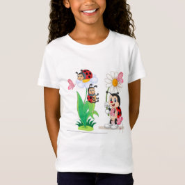 Girls Cute Ladybug Blommigt T-Shirt