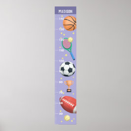 Girls Cute Lila Metric Sports Growth Diagram Poster