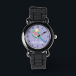Girls Cute Lila Sports Tennis Kids Armbandsur<br><div class="desc">Den här söta och moderna barnklockan har en tennisracket och boll,  med lila bakgrund. Sportvakt kan vara personlig med dina flickor namn,  och tydliga siffror,  perfekten för alla idrotter i älskare.</div>