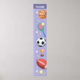 Girls Cute Lila Sports tillväxtdiagram Poster