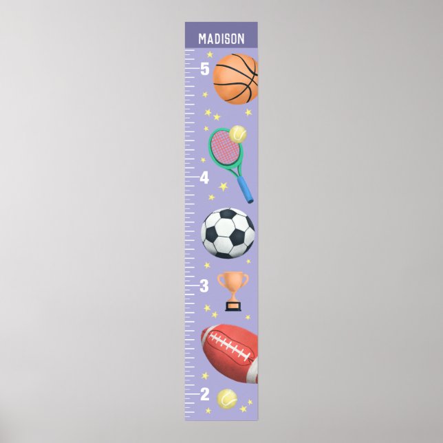 Girls Cute Lila Sports tillväxtdiagram Poster (Framsidan)