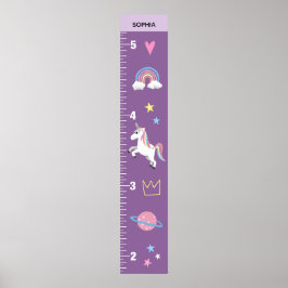 Girls Cute Lila Unicorn Kids Growth Diagram Poster