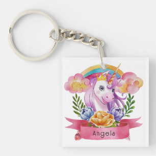 Girls Cute Lila Unicorn Rainbow eget namn