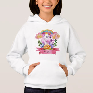 Girls Cute Lila Unicorn Rainbow eget namn T Shirt