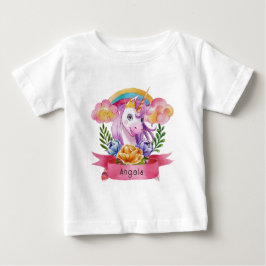 Girls Cute Lila Unicorn Rainbow eget namn T Shirt