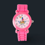 Girls Cute Magic Rainbow Unicorn och Namn Kids Armbandsur<br><div class="desc">Den här söta och magiska barnklockan har en snygg, handmålad regnbågslampa med rosa bakgrund. Den här vackra färglösa designen har också en ställe som gör att du kan lägga till din flickas namn. Med tydliga och lättlästa siffror är denna "första" klocka underbar för dem som just börjar lära sig tiden....</div>
