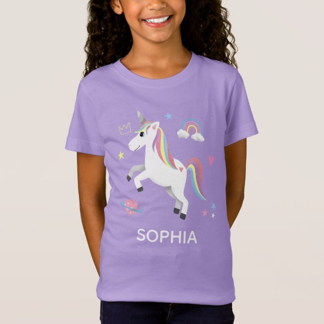 Girls Cute Magic Unicorn Barns födelsedag T Shirt (Framsida)