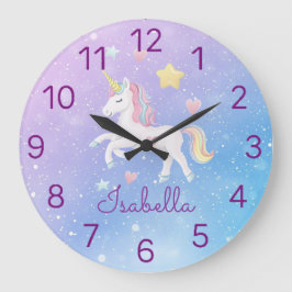 Girls Cute Magic Unicorn Personlig Stor Klocka