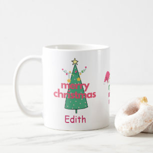 Girls Cute Merry Rosa Julgran Mugg